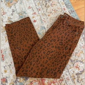 Leopard Print Wide Leg Jeans